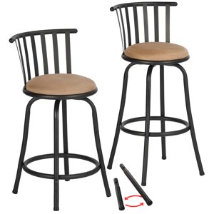 Taburetes De Bar Giratorios Furniturer, Juego De 2, Ajustables De 60 A 74 Cm