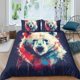thumbnail image 1 of Colorful Bear Duvet Cover Bedding Set Pillowcase Queen3-Piece Bedding Set, 1 of 5
