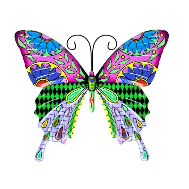 Valla de mariposas de metal para decoración de jardín, gran escultura de mariposa para terraza al aire libre, patio trasero, balcón, color rojo