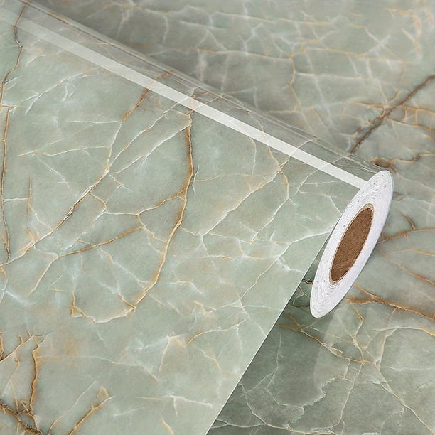 1 Roll, Cyan Glossy Film Marble Wallpaper Peel And Stick Easy To Erase Stains Refrigerator Speaker Dryer Cabinet Oven Appliances Furniture Room Background Kitchen Refurbishment Wallpaper Home Decor