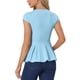 thumbnail image 3 of INSPIRE CHIC Blusas de Color Sólido con Peplum y Mangas Cortas para Mujer, Cuello Redondo, Azul Claro, 3 of 6