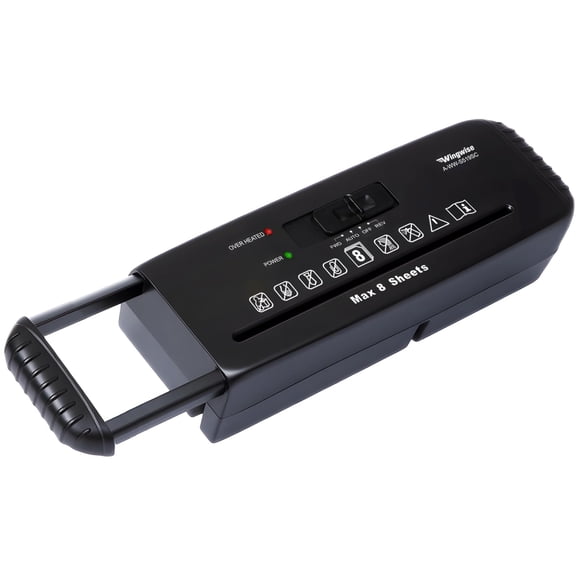Destructora de papel Wingwise de 8 hojas, corte en tiras, sin cesta