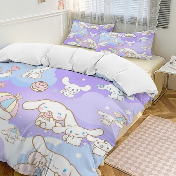 Cinnamoroll 3-Piece Twin Bed Set - Includes 1 Single Comforter And 2 Pillowcases Bedding - Fade Resistant Microfiber - Cinnamoroll