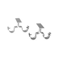 Metalhsa - Pack 2 Unidades Soporte Doble Techo De Metal Satín 28/28 Mm