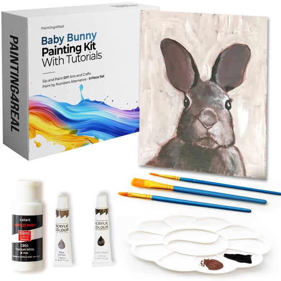 Kit de pintura acrílica DIY Baby Bunny de Painting4Real, 9 piezas