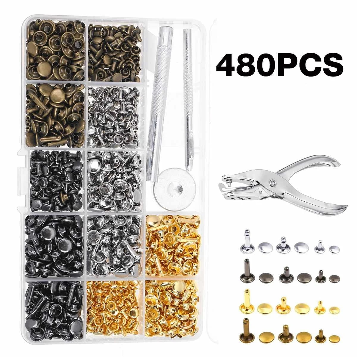 Genérico - Kit Remaches Broches Metalicos Remachadora Costura 480piezas