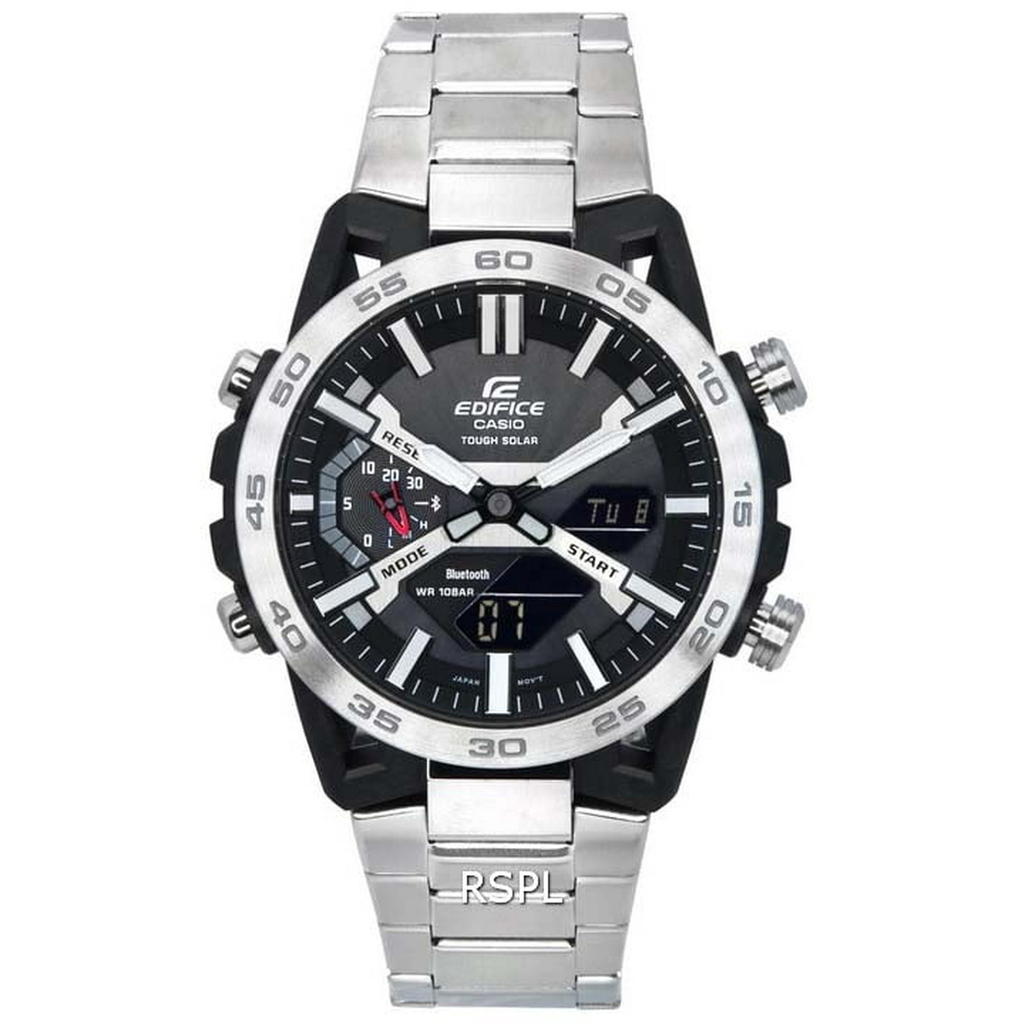Casio - Reloj De Pulsera Edifice By Link De Fibra De Carbono De 12 Mm Para Hombre, Negro, Ecb-2000d-1a