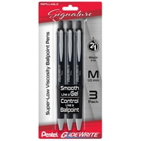 Bolígrafo Pentel Glidewrite 1.0 Mm Tinta Negra Paquete De 3