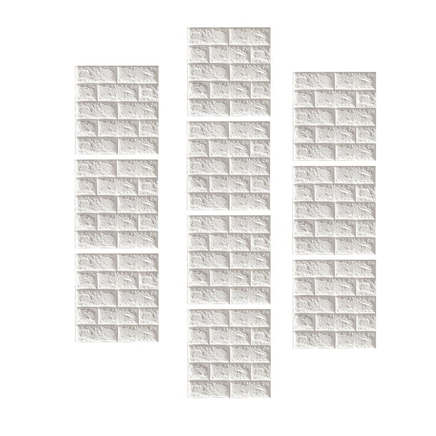 10 Piezas Panel De Pared De Espuma Papel Pintado De Ladrillo De Espuma Para Baño Sótano Dormitorio 5mm Blanco
