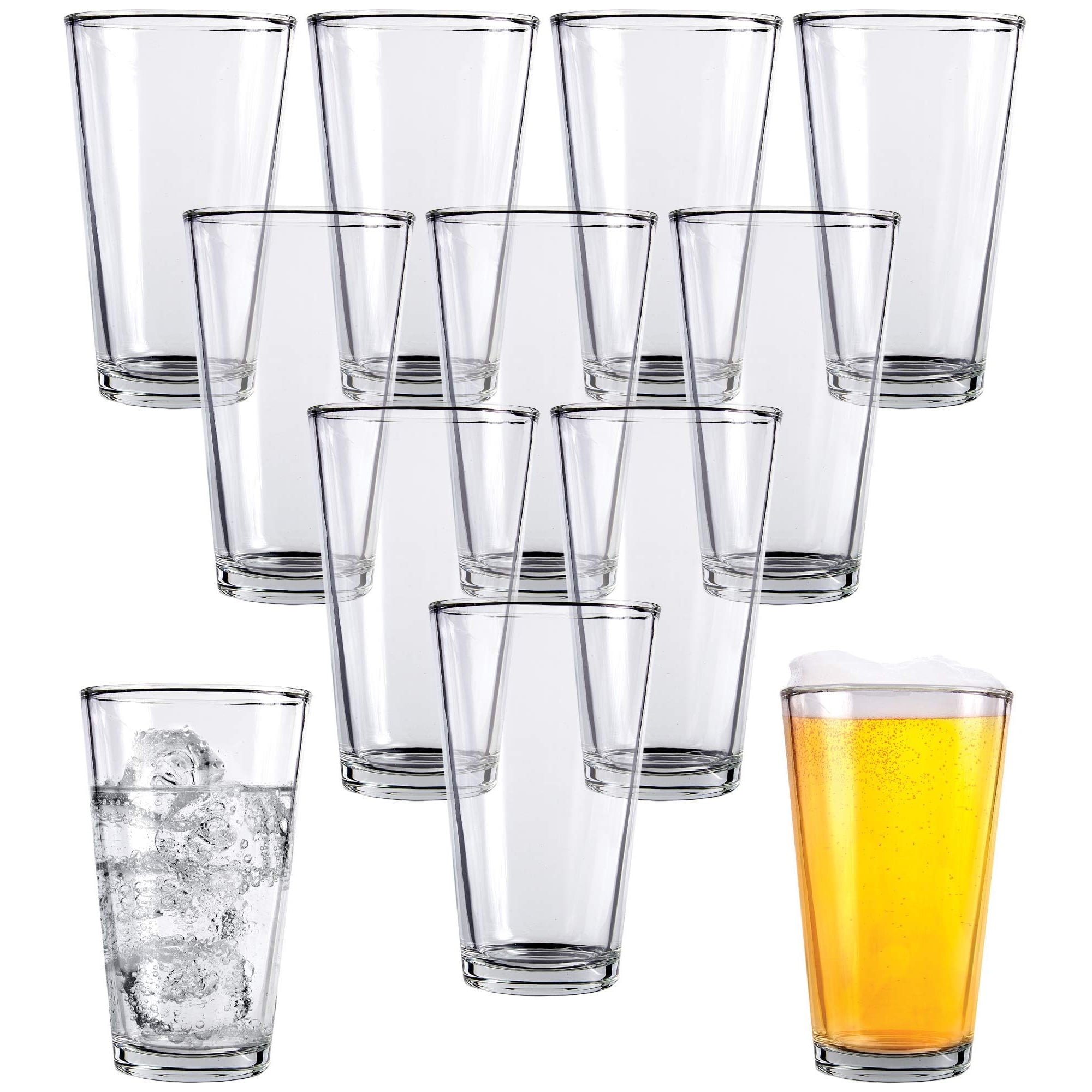 Juego De Vasos De Cerveza Kitchen Lux Pint, Vidrio Transparente De 480 Ml, Paquete De 12