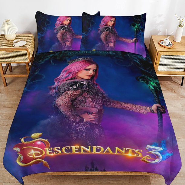 Descendants Bedding Sets Ultra Soft Skin-Friendly Duvet Cover 3 Piece, Cute Comforter Cover Bed Set for Boys Girls Kids