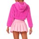 thumbnail image 3 of Chaqueta de Piel Sintética Casual para Mujer INSPIRE CHIC con Capucha y Cremallera, Forro Polar Acolchado, Talla M, Rosa Fucsia, 3 of 6