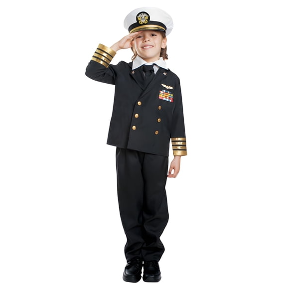 Costume Dress Up America Navy Admiral para niños, uniforme de capitán