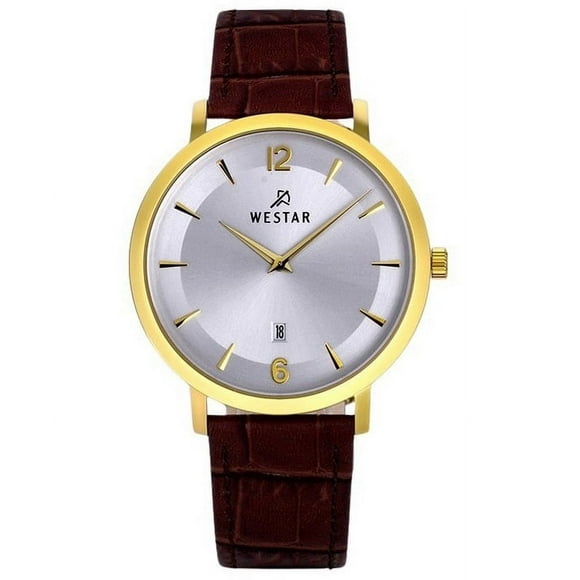 Reloj Westar Profile Leather Strap Silver Dial Quartz 50219GPN127 Men's Watch