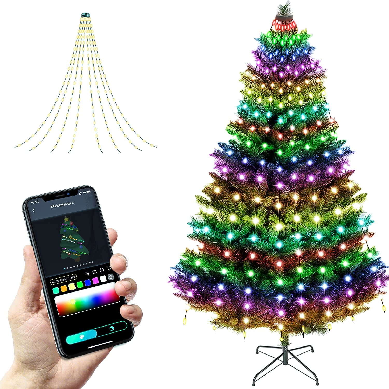 Guirnalda De Luces Para Árbol De Navidad 2win2buy 160 Led Ip65 Resistentes Al Agua