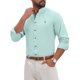 thumbnail image 5 of INSPIRE CHIC Conjunto Camisa de Hombre con Cuello Mao, Mangas Largas, Botones, Color Sólido, Lino, Camisa de Negocios M Verde Claro, 5 of 6
