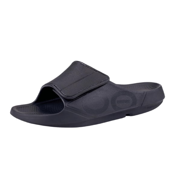 Sandalia OOFOS OoAhh Sport Flex Recovery, negra, ajustable