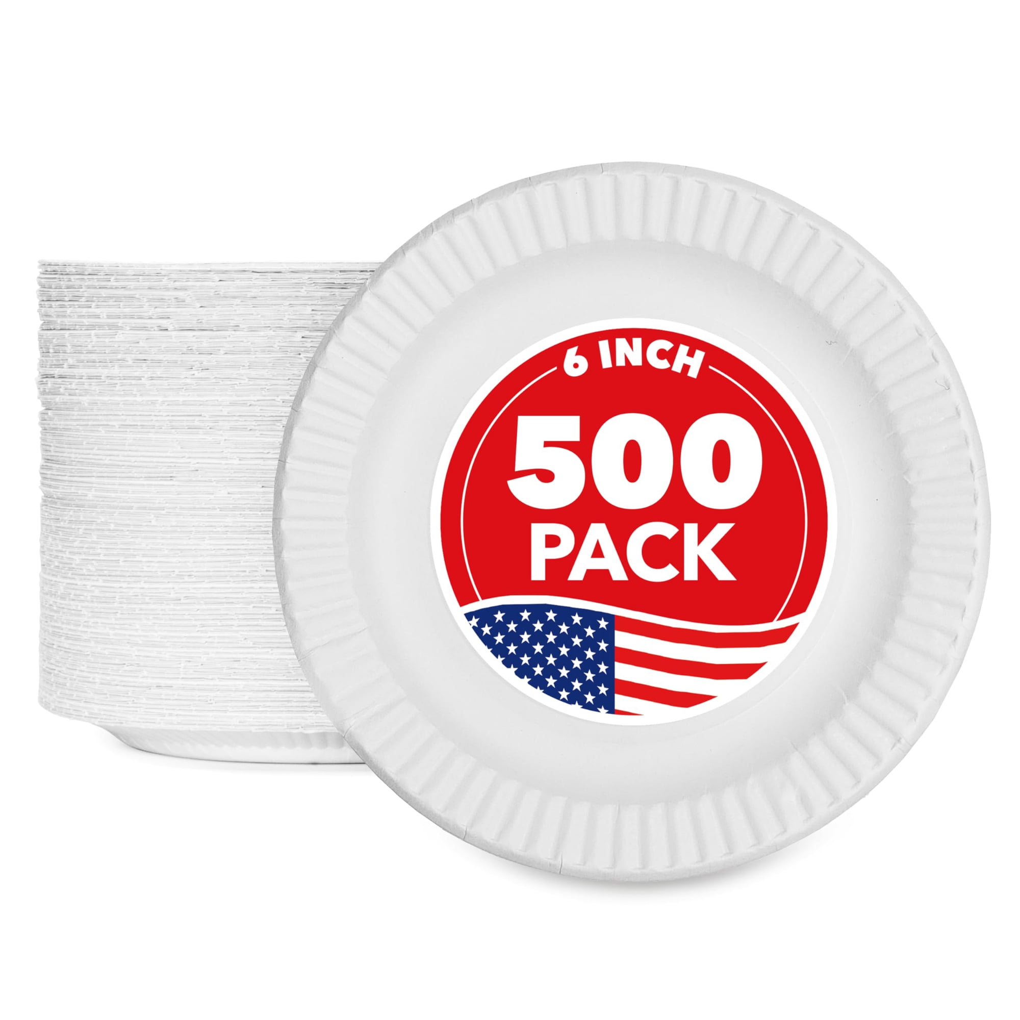 Platos De Papel Stock Your Home, Sin Estucar, 6 Pulgadas, 500 Unidades