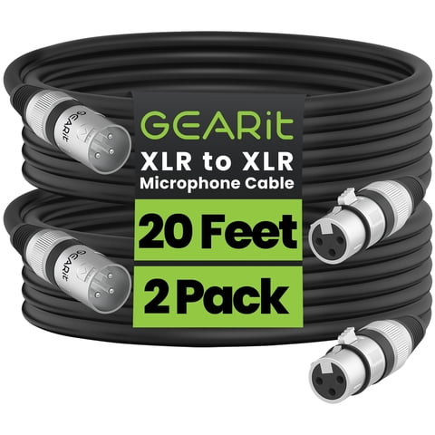 Cables Xlr Gearit Para Micrófono Macho A Hembra, 6 M, Paquete De 2