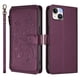thumbnail image 2 of Funda Cartera Mariposa para [iPhone 15 Plus] con Soporte y Cremallera Violeta, 2 of 6