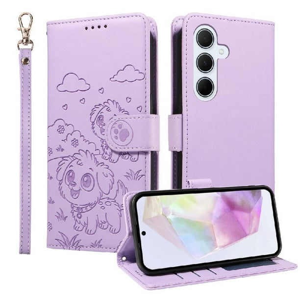 Funda Billetera FOXDOCK Compatible con Samsung Galaxy A35 5G, Diseño Perrito Tierno, Ranuras para Tarjetas y Soporte Plegable