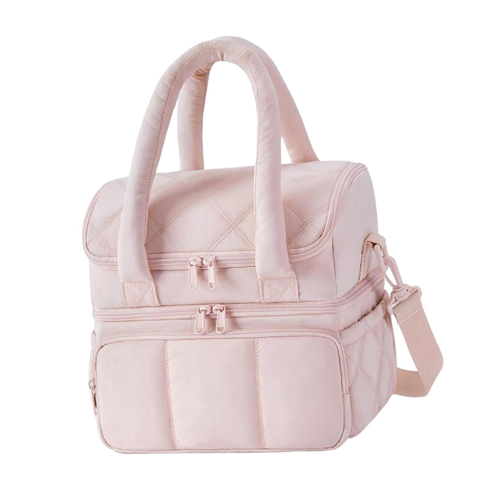 Magideal - Lunch Box Reutilizable Impermeable Portátil Organizador Con Capacidad Grande Y Doble Compartimento Hecho De Poliéster Y Eva Ajustable Y Desmontable A Rosa