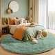 thumbnail image 5 of Alfombra PAGISOFE, suave, verde salvia, 120 cm, redonda, para dormitorio, 5 of 8