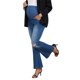 thumbnail image 4 of INSPIRE CHIC Jeans de Maternidad para Mujeres Corte Bota Pierna Rota Alta Elasticidad Sobre el Vientre Pantalones de Mezclilla Acampanados Casual S Azul, 4 of 6