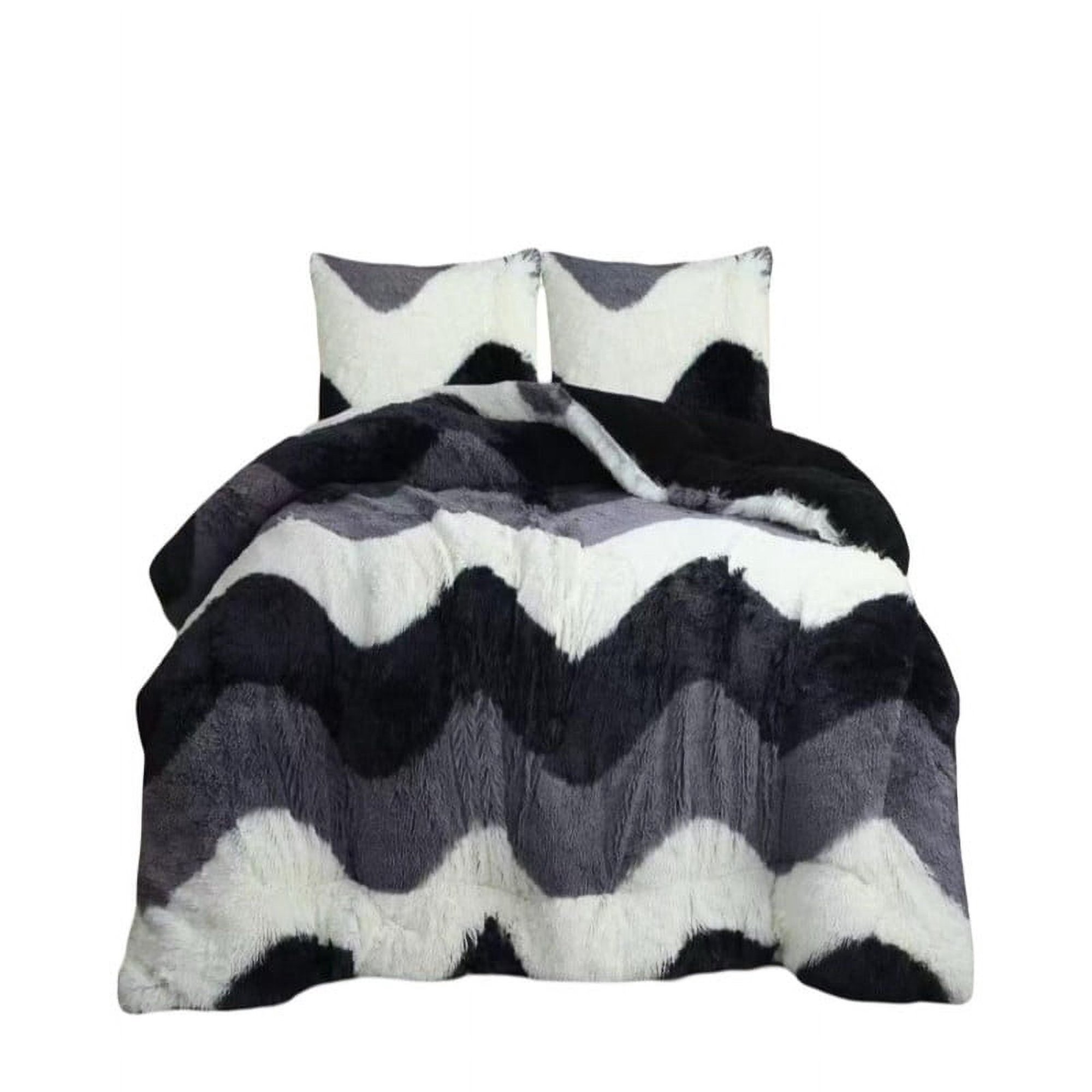 Teng Fei - Cubrecama Peludo Con Chiporro Invierno 2 Plazas Negro