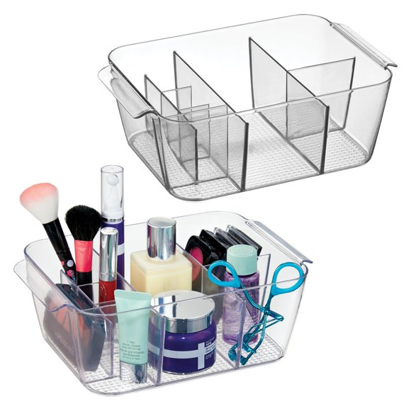 CADDY iDesign Pack de 2 organizadores de maquillaje transparentes 18 × 26 cm