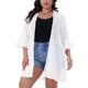 thumbnail image 1 of Agnes Orinda Kimono de Verano para Mujer de Talla Grande, Cárdigans con Mitad de Manga, Estilo Abierto, Casual, de Gasa, Talla 4X, Blanco, 1 of 6