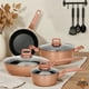 thumbnail image 1 of Bateria Cocina Antiadherente Aluminio Ceramica 10 Piezas Wok Oro Rosa, 1 of 9