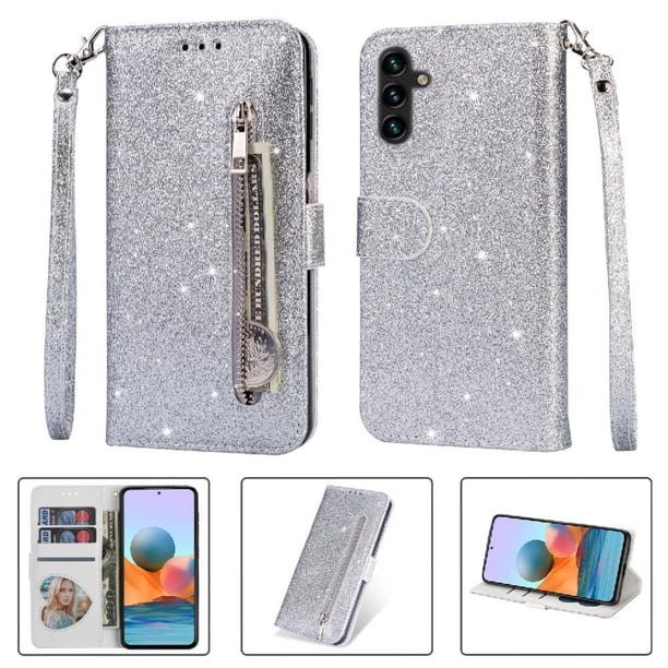 Funda para FOXDOCK Elegante funda Samsung Galaxy M13 5G Glitter con cremallera-Ideal para el uso diario