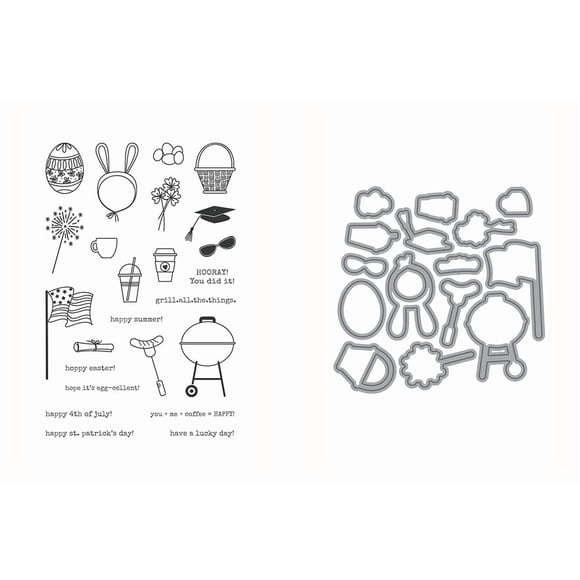 Set combinado de sellos y troqueles Ellen Hutson Bear Ware 3 Essentials
