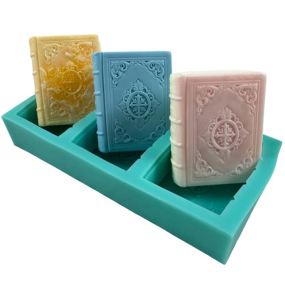 Molde de Silicona para Jabón I-BEST 3 Cavidades Forma de Libro 7.8x6.1x2.8 cm