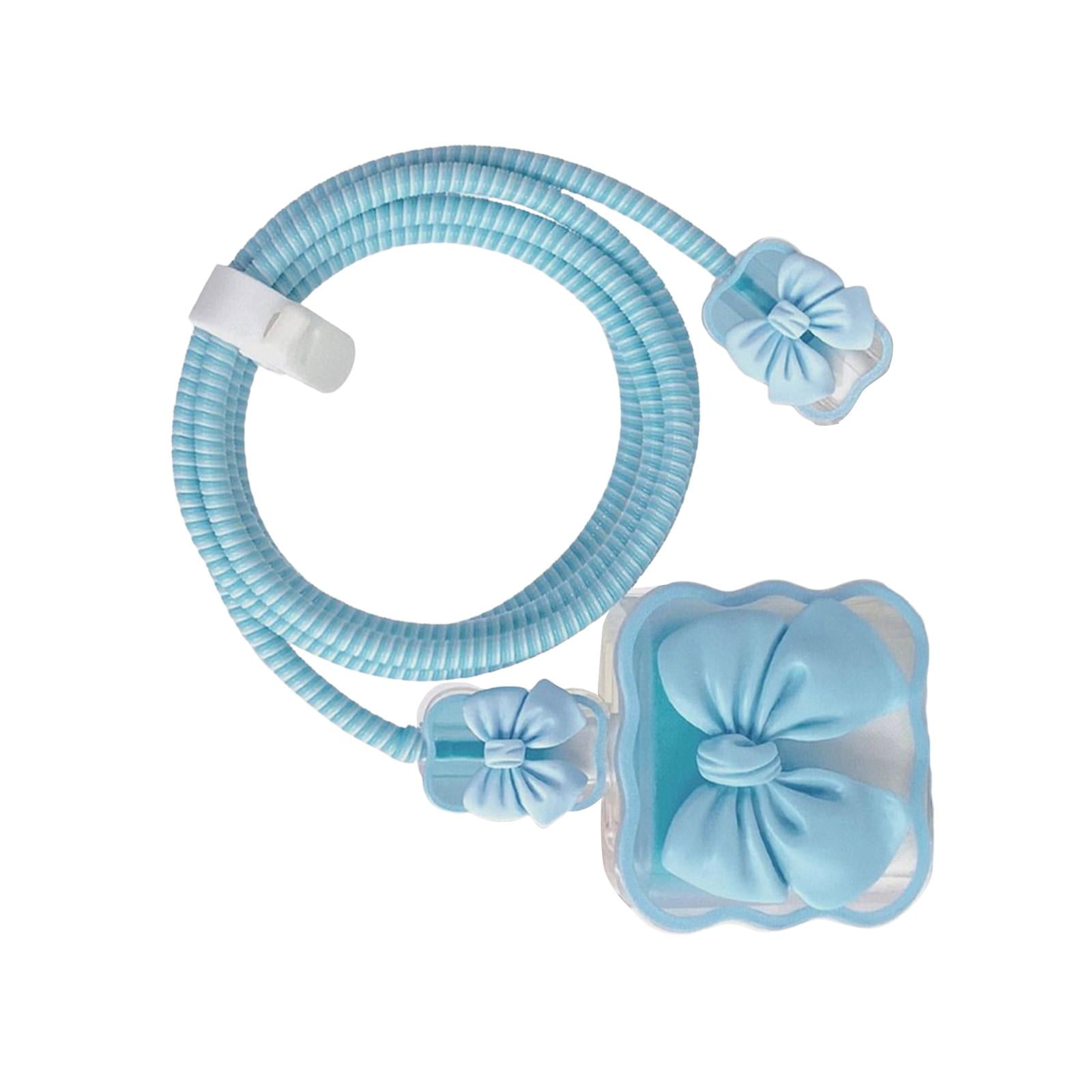 Magideal - Estuche Protector 3d, Cabezal De Cargador Línea De Datos Accesorios De Cable De Datos Protector De Cargador Rápido De Dibujos Animados Para Teléfono , Lazo Nudo Azul