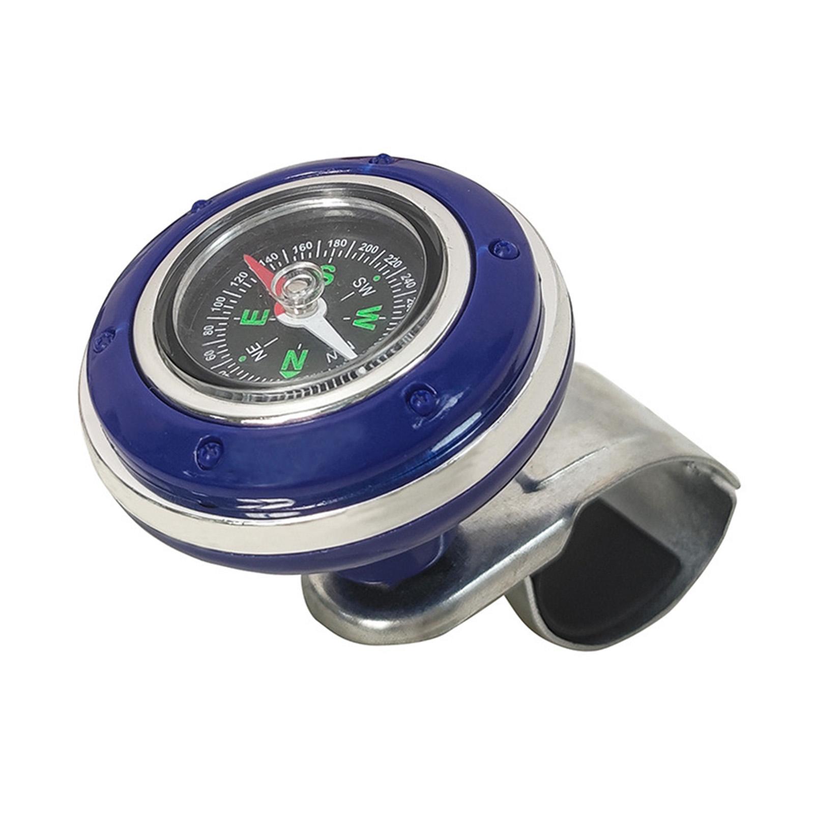 Magideal - Perilla Giratoria Para Volante Automóvil Bola Giratoria Con Brújula Asistente De Giro Antideslizante Mango De Apoyo Universal Material Pp Adecuada Azul