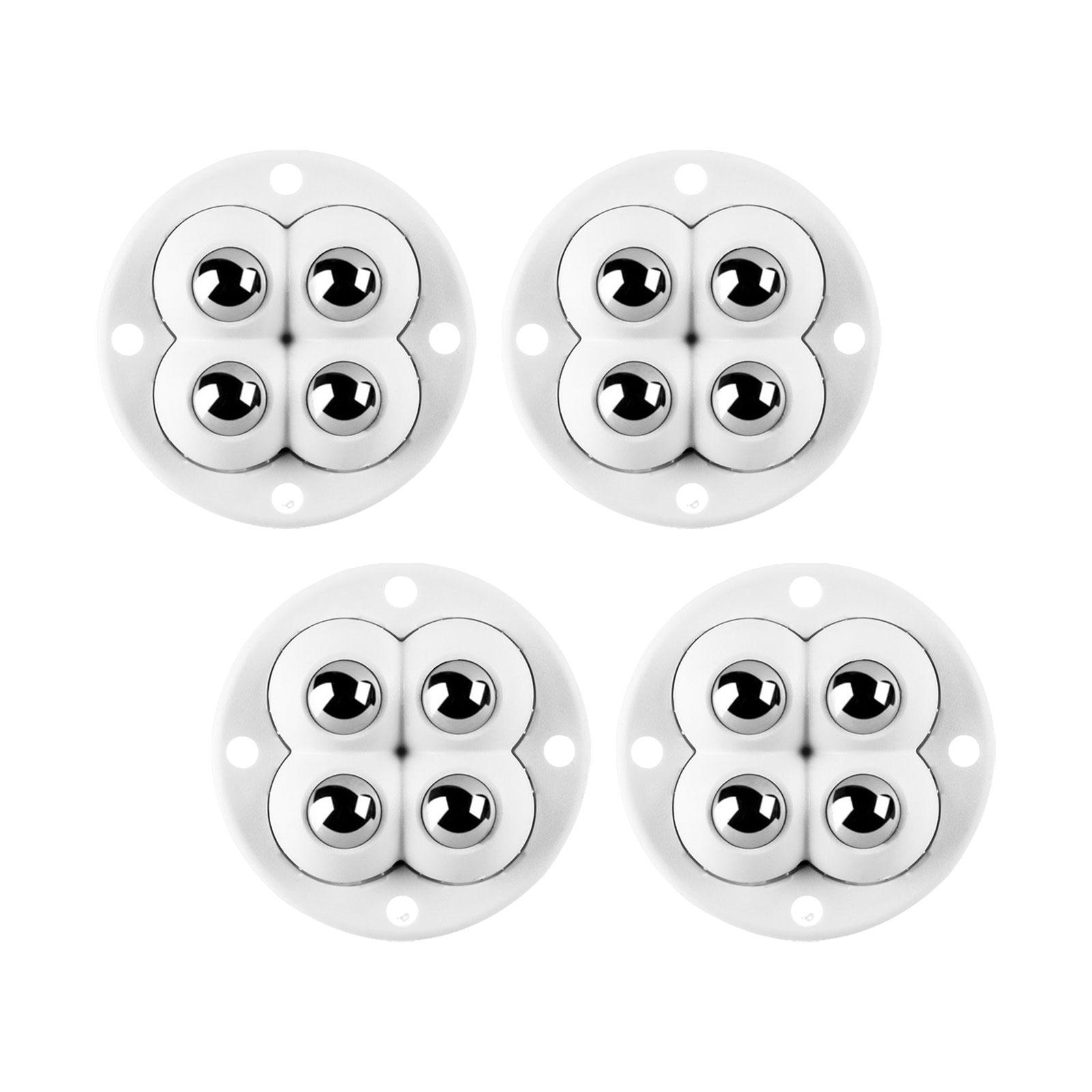 Ioensy - 4 Uds Mini Rodillo De Ricino Pasta De Rotación De 360 Grados Para Caja De Almacenamiento De Muebles Cuentas De Acero Blanco