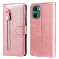 Gangxun - Funda Con Cremallera Para Motorola Moto E15, Carcasa Cartera De Cuero Pu Con Soporte Y Tarjetero