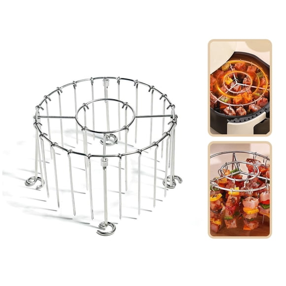 Juego de parrilla para freidora de aire con brochetas de acero inoxidable para kebab