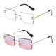 thumbnail image 1 of Gafas de sol rectangulares sin montura retro para mujer y hombre, lentes tintadas, montura de metal dorado, gafas cuadradas vintage sin montura., 1 of 6