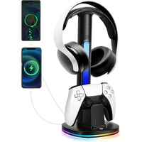 Genérico - Soporte De Auriculares Rgb Con Cargador De Mando Para Xbox Series X|S, Elite 2, One X|S|Elite - Base De Carga Xsx Con 2 Puertos Usb, Compatible Con Mandos Xbox-Para Ps5