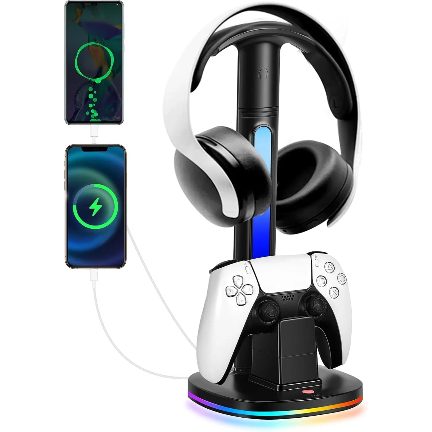 Genérico - Soporte De Auriculares Rgb Con Cargador De Mando Para Xbox Series X|s, Elite 2, One X|s|elite - Base De Carga Xsx Con 2 Puertos Usb, Compatible Con Mandos Xbox-para Ps5