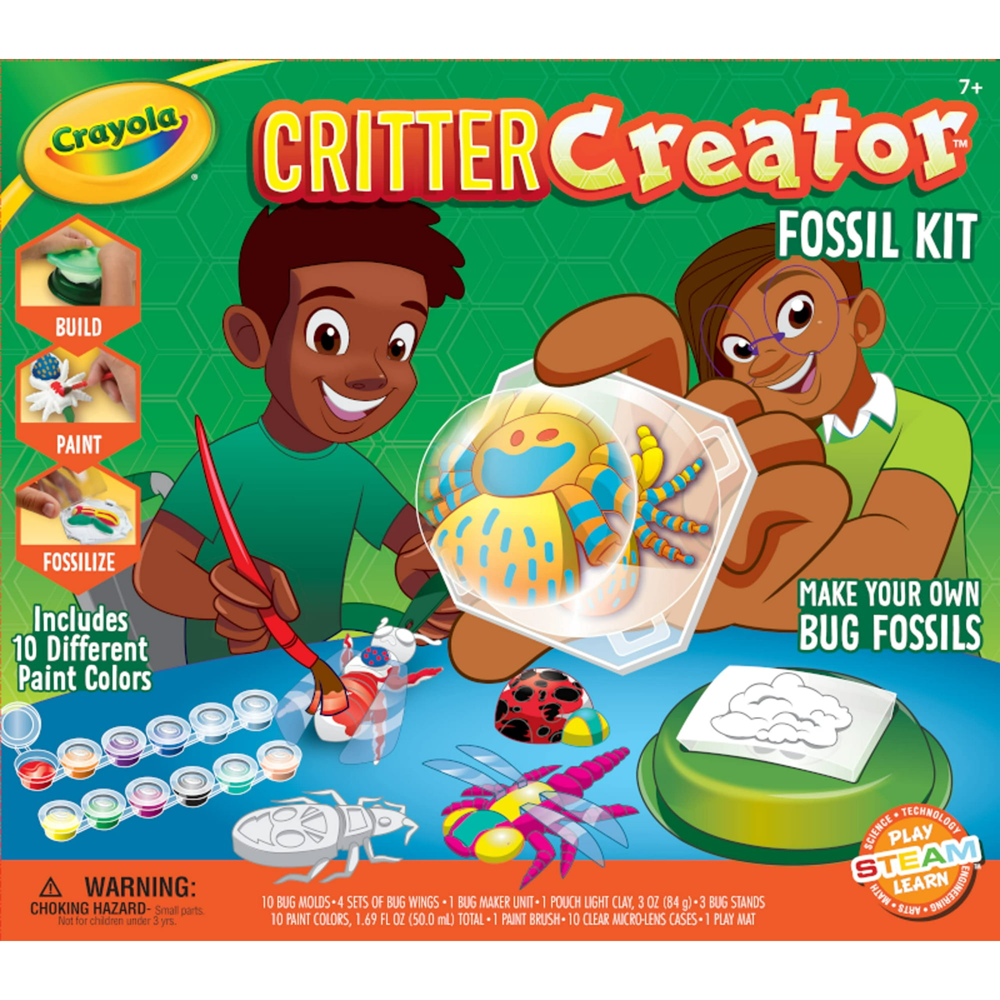 Kit De Arte Crayola Metallic Clay Con Pinturas Y Moldes Fósiles Para Niños Mayores De 7 Años