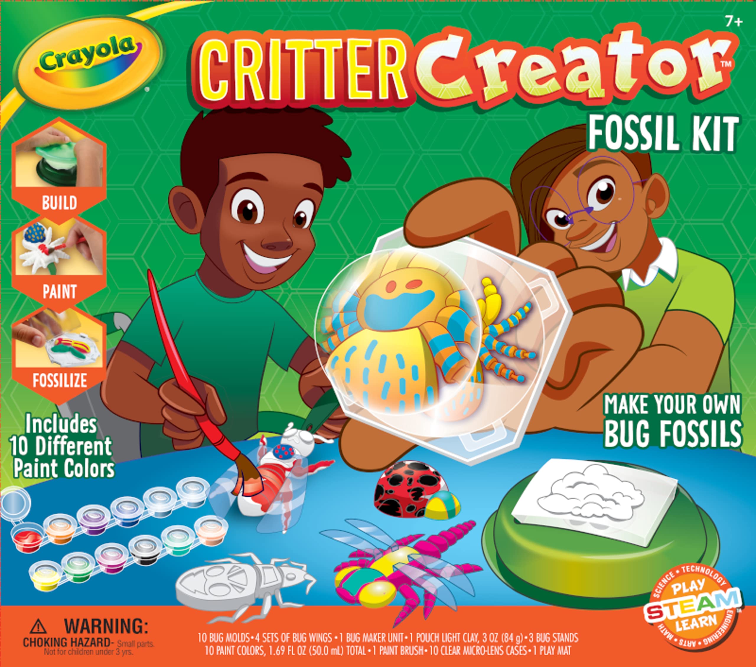 Kit De Arte Crayola Metallic Clay Con Pinturas Y Moldes Fósiles Para Niños Mayores De 7 Años