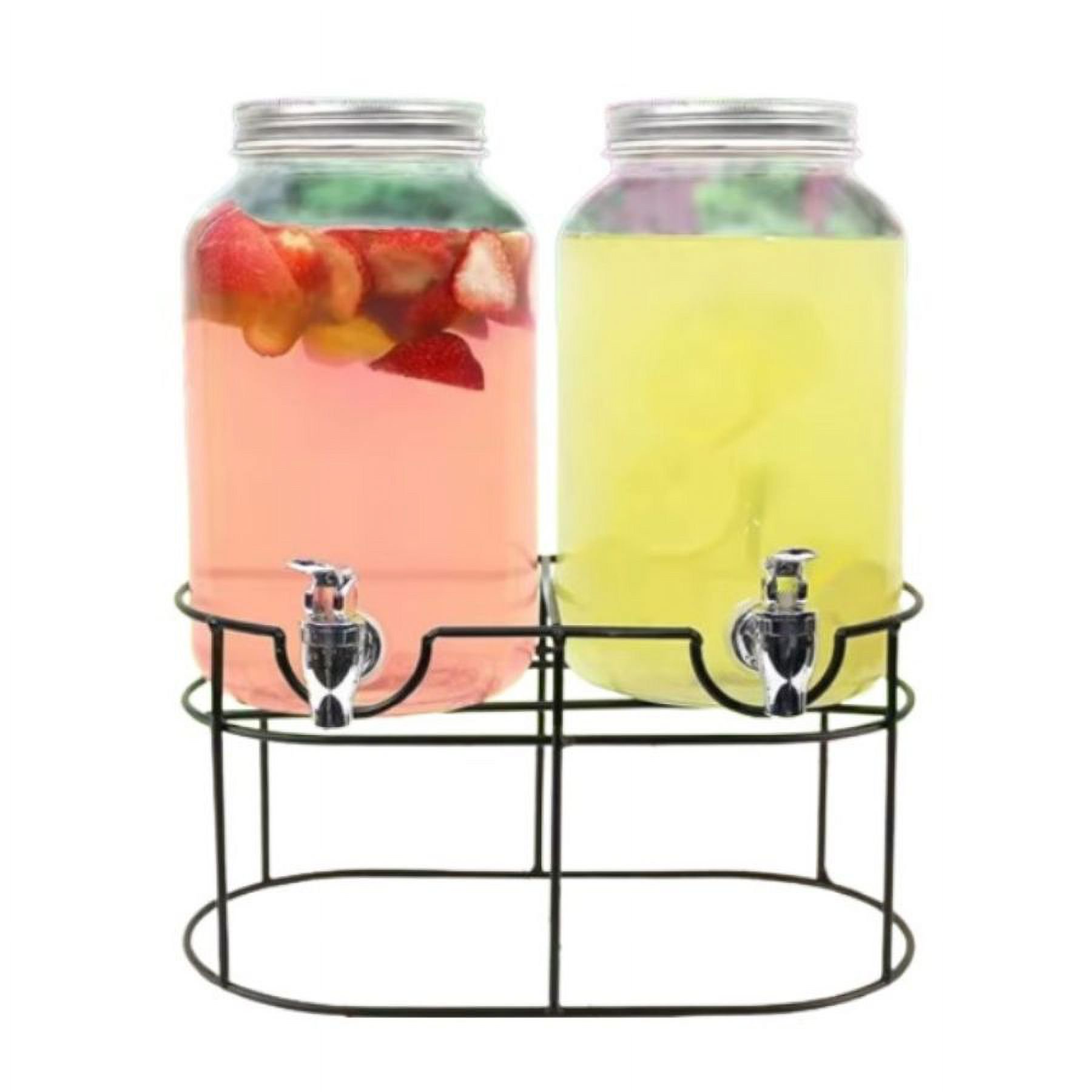 Click Ventas - Dispensador De Vidrio Bebidas Doble Grifo Con Soporte