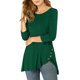 thumbnail image 1 of INSPIRE CHIC Blusas para Mujer Cuello Redondo Manga 3/4 Decoración de Botones Dobladillo Irregular Estilo Casual Blusa M Verde Oscuro, 1 of 7