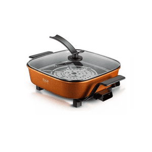 Genérico - Olla Eléctrica Al Vapor Sartén Antiadherente 1350W 7L, Color Naranja