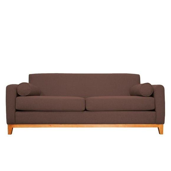 Sofá Meli 2 Cuerpos Chenille Tipo Lino Café