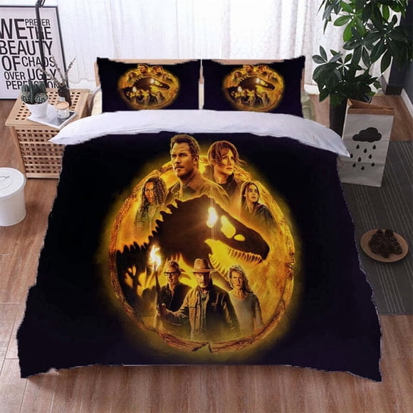 Jurassic World Dominion Bedding Set Duvet Cover3-Piece Bedding Set (1 Duvet Cover + 2 Pillow Shams)